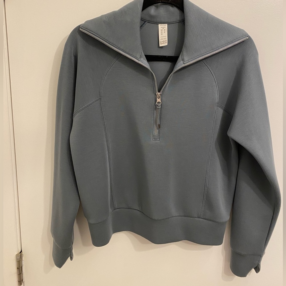 Spanx AirEssentials Half Zip in Hazy Blue